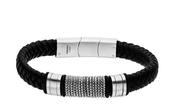 Steelwear Leather Plaited Bracelet With Steel Chain Centre image