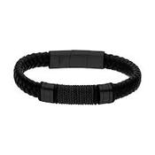 Steelwear Leather Plaited Bracelet With Black Chain Centre
