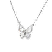 Sterling Silver CZ and Mother of Pearl Butterfly Necklet image