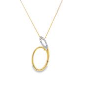 9ct Diamond Set Double Circle Pendant 0.05ct