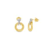 9ct Open Circle Earrings With Diamond Top 0.12ct image