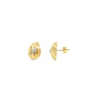 9ct Ripple Pear Stud Earring With Cultured Diamond Centre 0.15ct image
