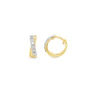9ct Cultured Diamond Set Crossover Hoop Earrings 0.33ct image