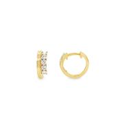 9ct Double Row Diamond Set Cultured Hoop Earrings .50ct image