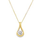 9ct Open Pear Pendant With Cultured Diamond Centre 0.50ct image
