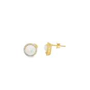 9ct Yellow Gold Opal Stud Earrings With CZ Halo image