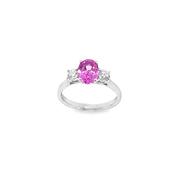 9ct White Gold Oval Cut Pink Sapphire Ring with Diamond Set Shoulders .36ct image