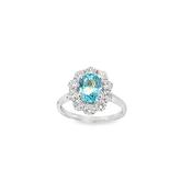 9ct White Gold Oval Paraiba Tourmaline Ring with Cultured Diamond Set Halo .80ct image