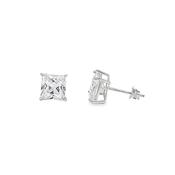 Sterling Silver 7mm Square CZ Earrings image