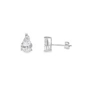 Sterling Silver 6x8mm Pear CZ Earrings image