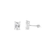 Sterling Silver 5x7mm Emerald Cut CZ Earrings image