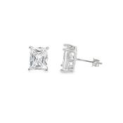 Sterling Silver 7x9mm Emerald Cut CZ Earrings image