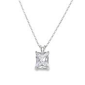 Sterling Silver 7x9mm Emerald Cut CZ Pendant image