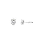 Sterling Silver Rubover Set Round 5mm CZ Earrings image