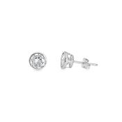 Sterling Silver Rubover Set Round 6mm CZ Earrings image