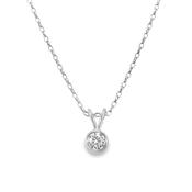 Sterling Silver Rubover Set Round 4mm CZ Pendant image