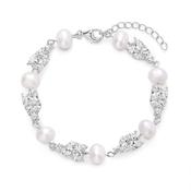 Sterling Silver CZ and Freshwater Pearl Bracelet