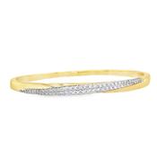 Brass 18ct Gold Plated Crossover Double Row CZ Bangle image