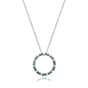 Sterling Silver White and Green CZ Open Circle Necklet image