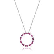 Sterling Silver White and Red CZ Open Circle Necklet