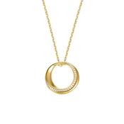 Sterling Silver Gold Plated CZ Open Circle Necklet