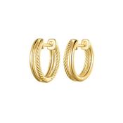 Sterling Silver Gold Plated Woven and Polished Hoop Earrings image