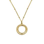 Sterling Silver Gold Plated Polished and Woven Double Circle Necklet image