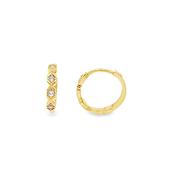 9ct Yellow Gold CZ Hexagonal 13mm Hoop Earrings