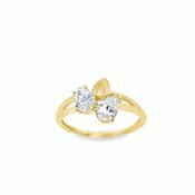 9ct CZ &amp; Polished Pear Ring With Open Shoulders
