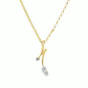 9ct CZ 2 Line Curve Drop Pendant