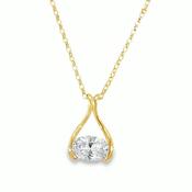 9ct CZ Oval East/West Wishbone Pendant