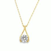 9ct CZ Center Open Wishbone Pendant