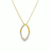 9ct CZ Open Maquise Leaf Pendant image