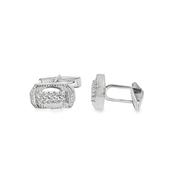 Sterling Silver Rectangular CZ Pave Cufflinks