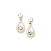 9ct CZ Open Pear Drop Earrings image