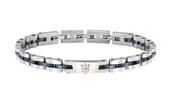 Maserati Stainless Stee Gents Blue Line Bracelet With Logo ID Plate