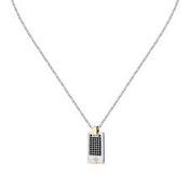 Maserati Stainless Steel Black Stone Dog Tag Pendant
