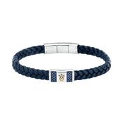 Maserati Stainless Steel Blue Plaited Leather Gents Bracelet