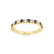 9ct Yellow Gold 15 Stone Sapphire and Diamond Eternity Ring .25ct image