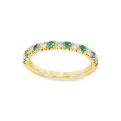 9ct Yellow Gold 15 Stone Emerald and Diamond Eternity Ring .25ct image