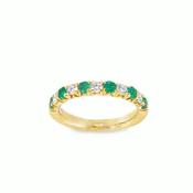 9ct Yellow Gold 11 Stone Emerald and Diamond Eternity Ring .35ct image