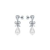 Ted Baker Imogen Silver Plated Bow, Heart &amp; Pearl Drop Earrings image