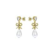 Ted Baker Imogen Gold Plated Bow, Heart &amp; Pearl Drop Earrings image