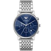 Gents Armani Stainless Steel Minimalist Blue Chronograph Watch 42mm image
