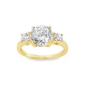 9ct Yellow Gold 3 Stone Cubic Zirconia Ring image
