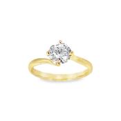 9ct Yellow Gold Round Solitaire Twist Cubic Zirconia Ring image