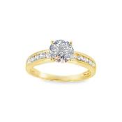 9ct Yellow Gold Round Solitaire Cubic Zirconia Ring With Channel Set Shoulders image