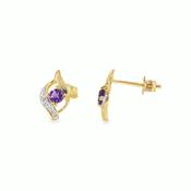 9ct CZ &amp; Amythest Swirl Stud Earrings image