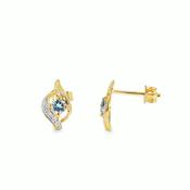 9ct CZ &amp; Sky Blue Topaz Swirl Stud Earrings image