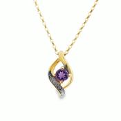 9ct CZ &amp; Amethyst Swirl Pendant